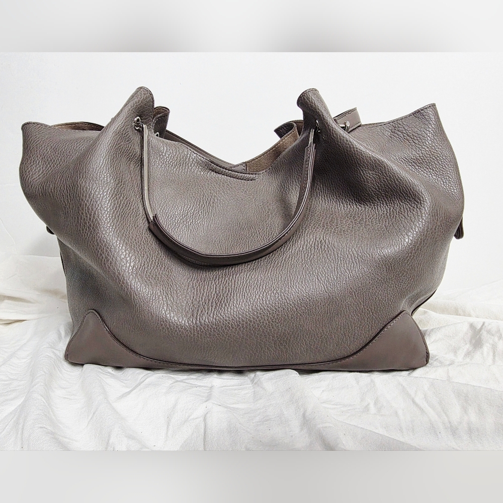 Sondra Roberts Squared Faux Leather Large Quiet Luxury Minimalist Tote Bag